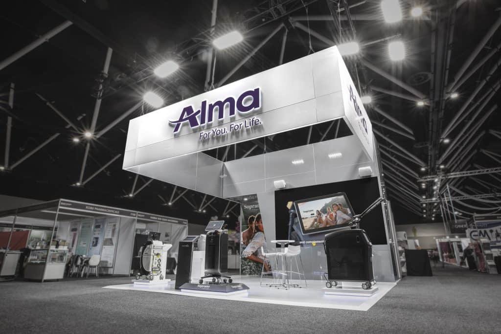 Alma custom showtopper exhibition stand at Beauty Expo 2019 by Expocentric.com.au