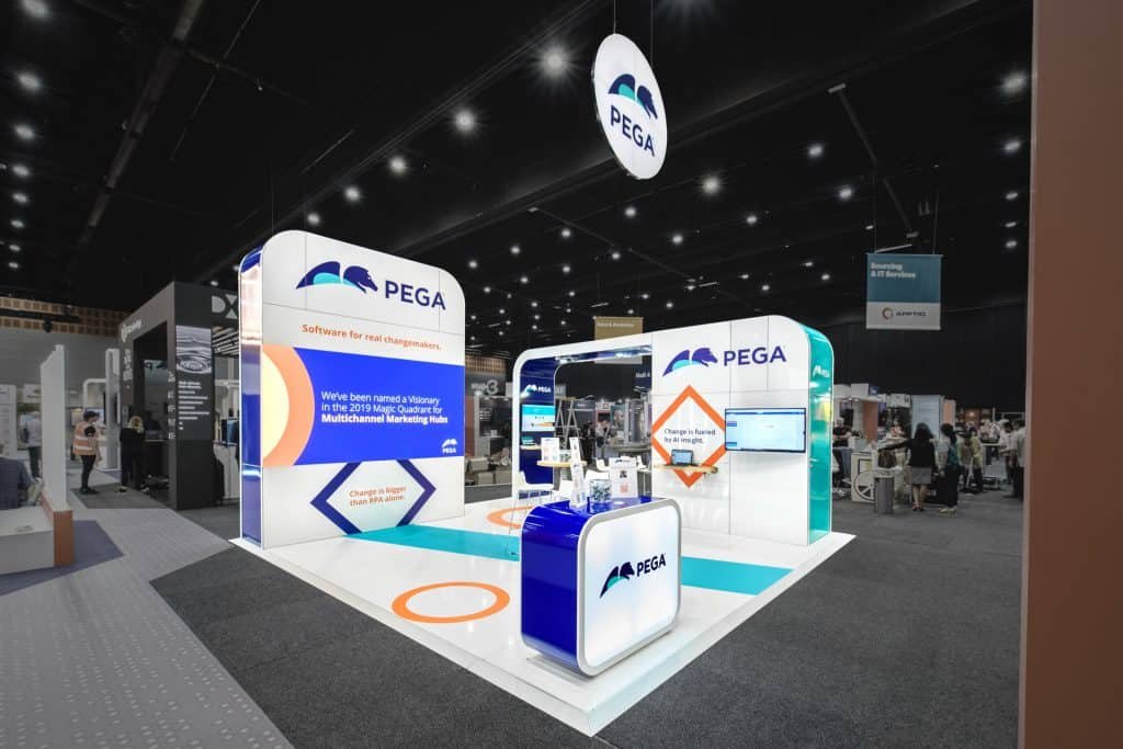 Pega showstopper trade show stand at Gartner event by Expocentric.com.au