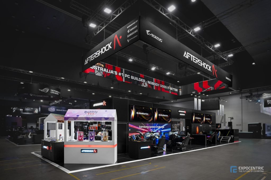 Aftershock PC’s Ultimate Gaming Booth at PAX 2024 featured image by expocentric.com.au